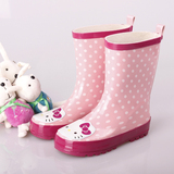 包邮儿童雨鞋粉色女童雨靴亲子套鞋卡通KT猫保暖胶鞋宝宝小童水鞋