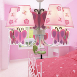 儿童女孩房卧室时尚创意粉红色蝴蝶田园韩欧美式现代吊灯饰具包邮