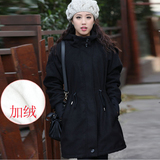 2014冬季新品韩版大码女装宽松棉衣加厚加绒毛呢棉大衣外套1295