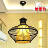 新中式吊灯现代简约餐厅灯茶楼茶室工程复古鸟笼灯圆形创意竹灯具