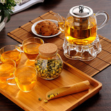 左茗右器玻璃功夫茶具加热套装耐热红茶花茶壶茶杯喝茶整套四合一