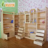 实木松木书柜简易自由组合客厅开放式儿童书架书橱办公室书柜储物