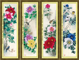 一套包邮丝带绣国色牡丹 中国风系列挂画客厅卧室大画3D印花花卉