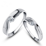 心心相印18k白铂金莫桑钻石情侣对戒订婚结婚钻戒指指环免费刻字
