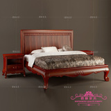 圆缘中式明清古典实木双人床 进口红橡木喜床雕花卧室家具2米床