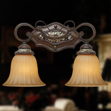 欧式复古铜仿古典双头壁灯铁艺美式乡村过道卧室镜前灯具