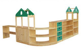 早教亲子园幼儿园软角原木区域活动组合柜E柜樟子松玩具收拾柜