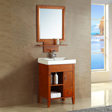 特价现代中式60cm实橡木浴室柜组合小户型陶瓷洗手脸台盆落地洗衣