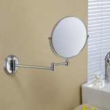 洗手间浴室台式全铜镀铬美容三倍放大双面化妆折叠伸缩镜子壁挂式