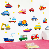 幼儿园教室儿童房男孩卧室背景装饰小汽车墙壁贴画卡通墙贴纸车车