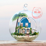 包邮 迷你爱琴海玻璃球 声控灯手工DIY小屋建筑模型圣诞礼物