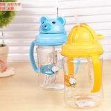 振兴小熊吸管杯宝宝学饮水杯婴幼儿带手柄水壶防漏儿童水瓶喝水杯
