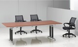 特价 简易办公家具简约现代钢架会议桌椅组合 实木长条洽谈办公桌