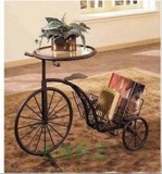 现货欧式铁艺桌上自行车三轮车小花架 杂志架书报架子装饰文件