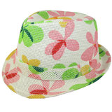 包邮新款儿童帽子男女童宝宝礼帽手工花朵编织草帽夏季遮阳太阳帽