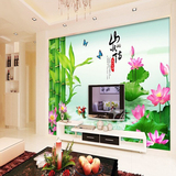 现代中式山水画电视墙背景墙壁纸无纺布墙纸卧室客厅装饰大型壁画