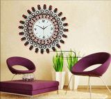 久久达 24英寸欧式奢华镶钻挂钟 现代时尚创意客厅时钟 静音钟表