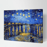 数码彩绘油画diy抽象艺术装饰画数字油画梵高名画-星空下的罗纳河