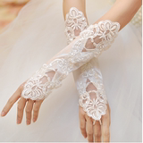 新娘结婚婚纱长款白色手套蕾丝正品婚礼礼服头纱短款红色手套韩式