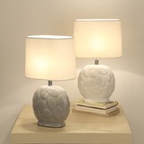 简约时尚陶瓷台灯创意个性卧室床头书房客厅白色现代调光布罩台灯