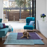 蓝紫色相拼纯羊毛创意地毯卧室床边客厅茶几不规则边几何抽象异形