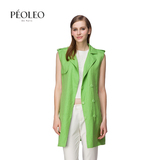 Peoleo/飘蕾专柜正品2015春季新品时尚个性中长款无袖马甲女外套