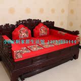 中式古典红木家具坐垫罗汉床垫海绵棕垫真丝云锦套装麒麟仙鹤图案