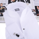 法式袖扣衬衫 立领衬衣 新郎结婚宴会礼服衬衫 男士白色长袖修身