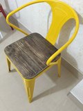 餐椅美式复古铁艺做旧餐桌椅组合咖啡厅酒吧实木座椅铁皮靠背椅子
