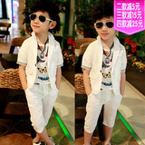 2016潮酷男童夏款5韩版时尚西装外套中裤套装7儿童礼服三件套4岁3