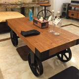 美式复古客厅茶几矮桌子实木长方形简约茶桌椅组合小户型现代创意
