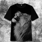 3D立体动物印花短袖T恤狮子老虎狼半袖男创意个性图案衣服夏装