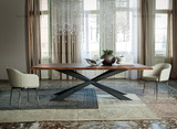 宜家 欧式餐桌椅组合实木餐桌铁艺复古会议桌 办公桌简约现代家具