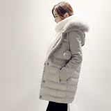棉衣女中长款2015冬装新款韩国皮毛一体拼接加厚羽绒棉服外套