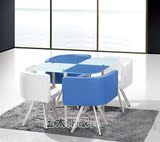 小圆方桌一桌四椅咖啡桌钢化玻璃餐桌椅现代洽谈桌椅组合接待桌椅