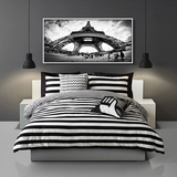 现代黑白装饰画客厅沙发背景墙挂画餐厅卧室床头画埃菲尔铁塔摄影