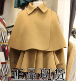 2015秋冬新款女韩版长袖短款蝙蝠型斗篷+连衣裙两件套毛呢短外套
