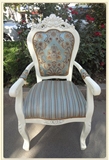 欧式扶手餐椅 酒店梳妆客厅洽谈 软包布艺皮质椅子实木凳子