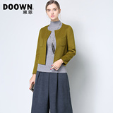DOOWN2016秋季新款韩版女款双面毛呢小外套圆领修身短款长袖正品
