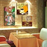 现代新款餐厅装饰画三联无框简约高档客厅厨房挂画饭厅壁画 整套