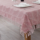 馨相伴流苏桌布田园棉麻布艺书餐桌椅垫套装日式粉色樱花茶几台布
