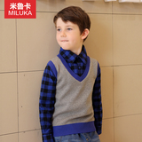 童装男童毛衣纯棉套头假两件儿童针织衫长袖2015秋装新款休闲上衣