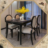 新中式餐桌圆桌现代中式样板房酒店会所客厅水曲柳实木餐桌椅组合