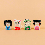 无锡泥人惠山小阿福套装四个小美女娃娃纯手工中国风特色生日礼品