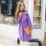MIZZA2015冬季新款韩版大码女装毛呢外套女中长款修身呢子大衣潮