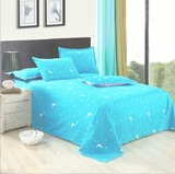 棉单人双人床单单件蓝色星月浪漫被罩枕套1.5*2.3米床包邮全棉纯
