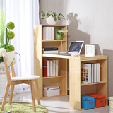 特价实木电脑桌带书架柜组合松木书桌儿童写字台家用台式单人书桌