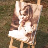 diy自己填色数字油画大幅手绘装饰画天使人物情侣手绘包邮祈祷