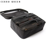Cerro Qreen新品 黑色玫红透明纱网格化妆包 洗漱收纳包 网化妆箱