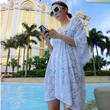 韩国休闲蕾丝比基尼外套沙滩衣女裙海边防晒度假泳衣镂空针织罩衫